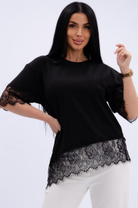 Футболка женская "Жизель 2" кулирка с лайкрой (р-ры: 46-60) черный