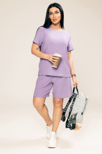 Костюм двойка женский М-1045 жатка (р-ры: 48-50) лила