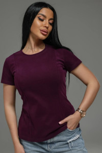 Футболка женская "Мода" кулирка с лайкрой пенье фирча (р-ры: 44-54) сливовый