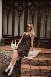 Сарафан женский "Горошек Мини" М-19С кулирка (р-ры: 42-54) коричневый