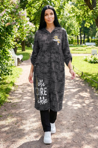 Кардиган женский "Бохо" КрФ-2329 футер (р-ры: 50-64) варенка черный