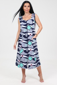 Сарафан женский СК-563 кулирка (р-ры: 48-62) зел.квадраты на сером