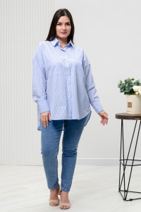 Блузка женская БЛ-10-401 поликоттон (р-ры: 42-52) полоска голубая широкая
