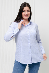 Блузка женская БЛ-10-402 поликоттон (р-ры: 42-52) полоска голубая узкая