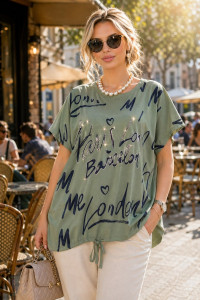 Футболка женская №260 "City Glam" хлопок стрейч (р-ры: 46-56) бирюзовый