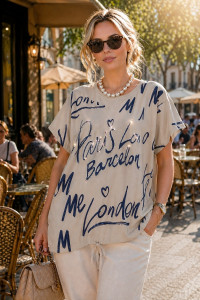 Футболка женская №260 "City Glam" хлопок стрейч (р-ры: 46-56) капучино