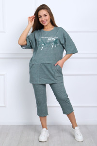 Костюм двойка женский №627 кулирка (р-ры: 48-60) зеленый
