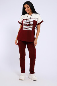 Костюм двойка женский №65078 кулирка (последний размер) бордовый 58,62