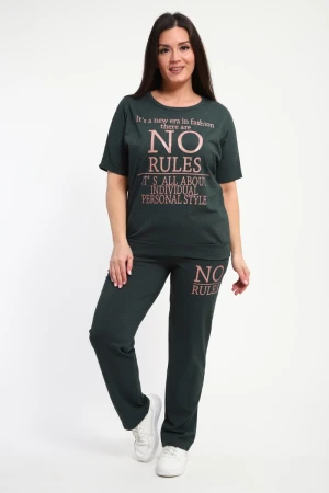 Костюм двойка женский КБЖ0042 кулирка (р-ры: L-7XL) изумруд