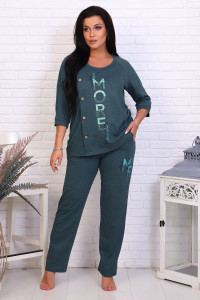 Костюм двойка женский КБЖ0044 кулирка (р-ры: XL-8XL) изумрудный