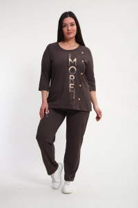 Костюм двойка женский КБЖ0044 кулирка (р-ры: XL-8XL) коричневый