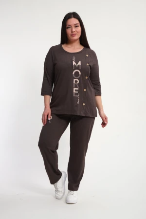 Костюм двойка женский КБЖ0044 кулирка (р-ры: XL-8XL) коричневый