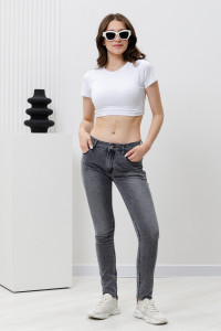 Джинсы женские №2014-056 джинс стрейч (р-ры: S-XL) серый