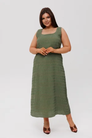 Сарафан женский СА113 жатка гофре (р-ры: 46-54) хаки