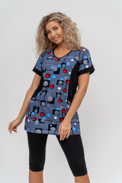 Костюм двойка женский №36827 кулирка (последний размер) синий 60