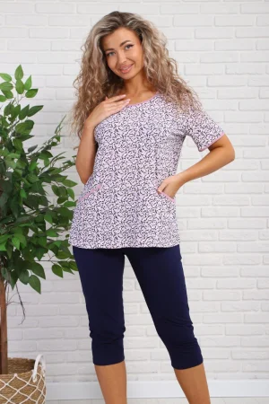 Костюм двойка женский №059410 "Дачный" кулирка (р-ры: 50-60) розовый