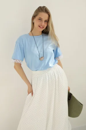 Футболка женская №7508 кулирка с лайкрой (р-ры: 42-56) голубой