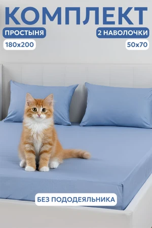 Набор для сна (простыня на резинке + 2 наволочки 50х70) поплин 059645/059847/059855 бриз