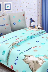 Детское постельное белье бязь "Коржик" голубой