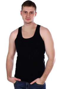 Мужская майка "Vestco" хлопок (р-ры: M-4XL) черный