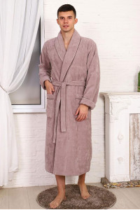 Халат мужской шаль велюр-махра "Мужская элегия" (р-ры: 48-74) кофейный