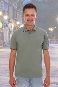 Футболка мужская №1750 пике (р-ры: 44-60) хаки