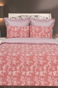 Постельное белье двухслойное "Эко" хлопок-жаккард "Букет" терракот