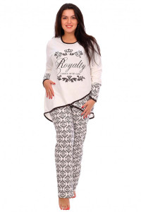 Пижама женская "Алина" футер с начесом (последний размер) молочный 64,66
