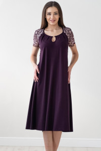 Сорочка женская "Федора" вискоза+кружево (р-ры: 48-66) фиолетовый