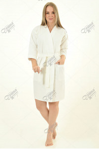 Халат женский вафельный кимоно (р-ры: 42-58) белый