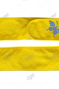 Повязка женская махровая на липучке с вышивкой "Бабочка" желтый