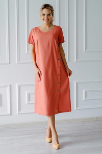 Платье женское "Инга" лен (р-ры: 48-58) персик