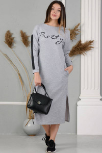 Платье женское №24835 футер с лайкрой 2-х нитка (р-ры: 44-54) серый меланж