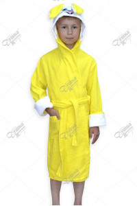 Халат детский махровый с капюшоном и печатью "Зайка" (р-ры: 28-40) желтый