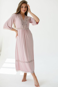 Сорочка женская "Кора" вискоза с кружевом (р-ры: 42-64) розовый