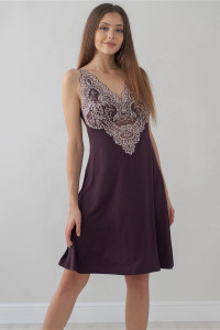 Сорочка женская "Верона" вискоза+кружево (последний размер) коричневый 44,46