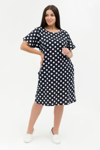 Туника женская "Горох" 5027 кулирка (последний размер) темно-синий 70