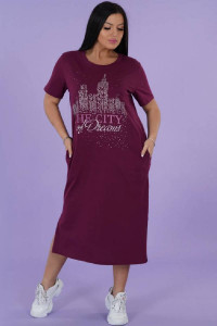 Платье женское "Рамона" кулирка (р-ры: 50-60) бордо