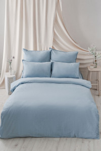 Постельное белье MOYЁ Home перкаль "вареный" хлопок "Light blue"