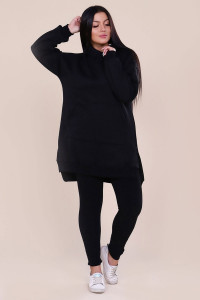 Платье-худи женское 508 "Scandinavia" футер 3-х нитка с начесом (р-ры: 46-56) черный