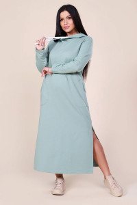 Платье женское с разрезами 488 "Готэм" футер с лайкрой (р-ры: 48-58) оливка