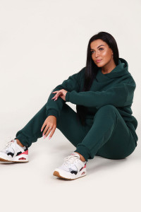 Костюм двойка женский 399 "XXI" футер 3-х нитка с начесом (р-ры: 46-56) изумрудный