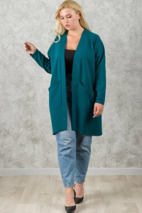 Кардиган женский 0268-96 футер (последний размер) холодный изумруд 56