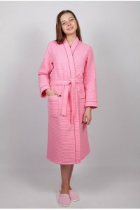 Халат женский вафельный кимоно "Анжелика" (р-ры: 48-52) розовый