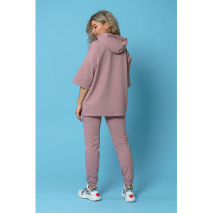 Костюм двойка женский 866 футер с лайкрой (р-ры: 44-58) пудра