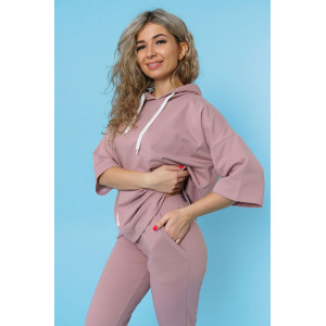 Костюм двойка женский 866 футер с лайкрой (р-ры: 44-58) пудра