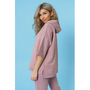 Костюм двойка женский 866 футер с лайкрой (р-ры: 44-58) пудра