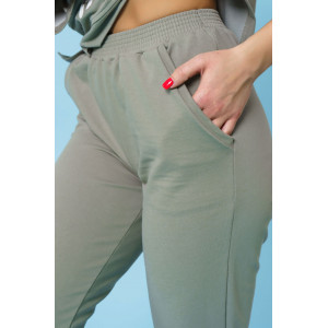 Костюм двойка женский 866 футер с лайкрой (р-ры: 44-58) светлая олива