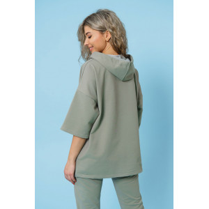 Костюм двойка женский 866 футер с лайкрой (р-ры: 44-58) светлая олива