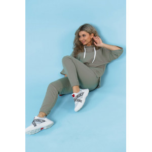 Костюм двойка женский 866 футер с лайкрой (р-ры: 44-58) светлая олива